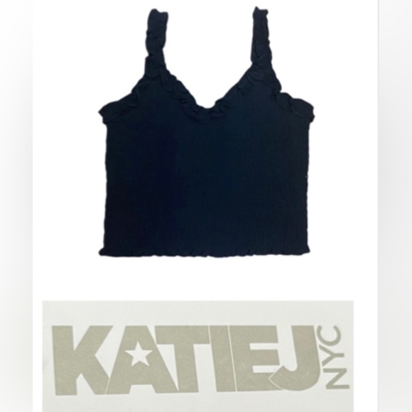 Katie J NYC Shirts & Tops Katie J Nyc Shari Fitted Black Smocked